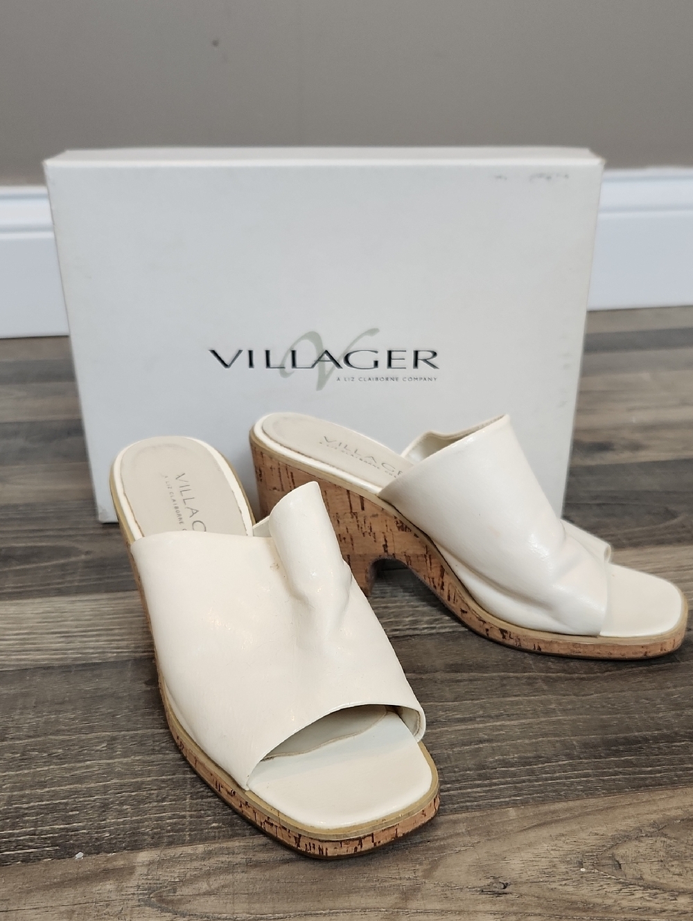 Vintage 90s Y2K Villager Princess Cork Wedge‎ Sandals 7.5
